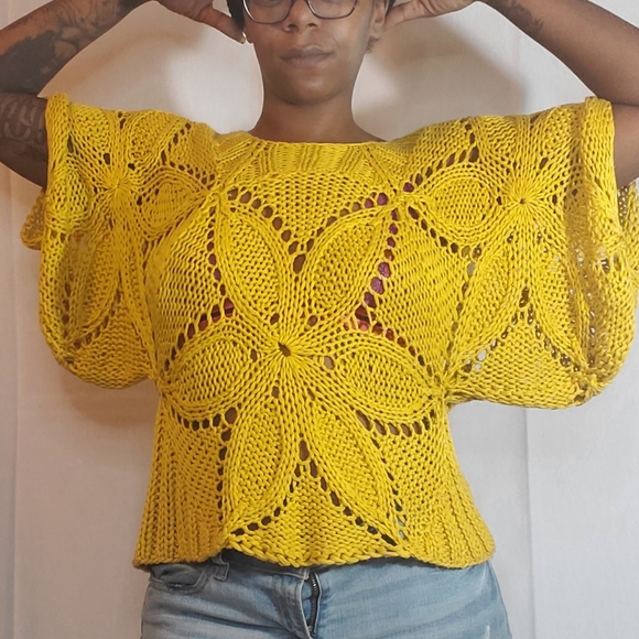 Lumiere Yellow Floral Knit Sweater - Picture 3 of 8